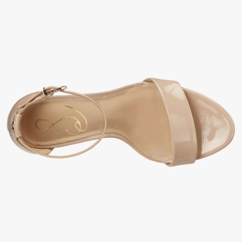 NWT Sam Edelman Women's 9.5M Yaro Chai Latte Patent Block Heel Sandals - Picture 2 of 7